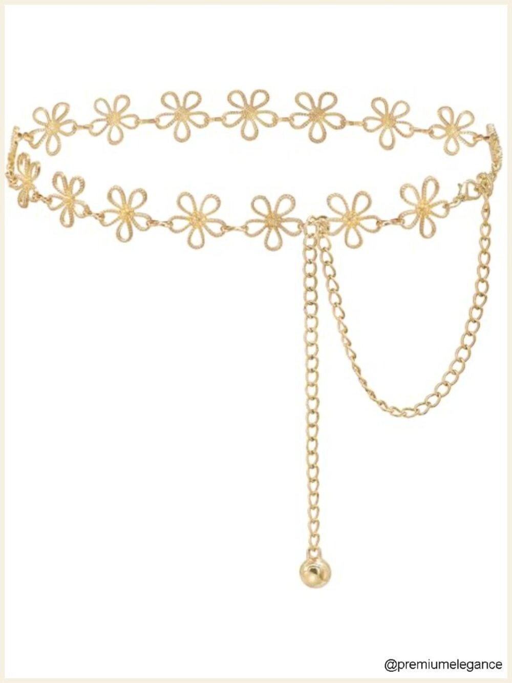 Alloy Floral Hollow Flower Waist Chain Belt for Dresses and Party